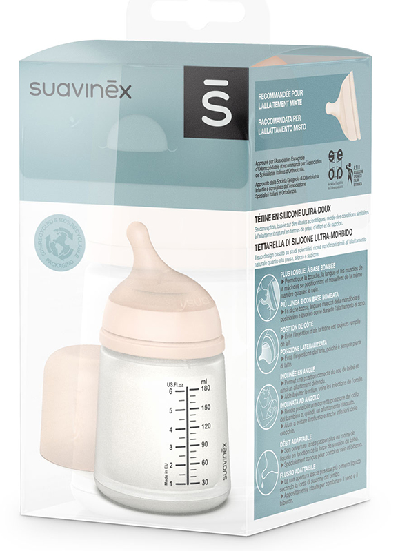 SUAVI BIBERON SPECIALE ALLATTAMENTO ZERO ZERO 180 ML TAGLIA UNICA - farmachicca