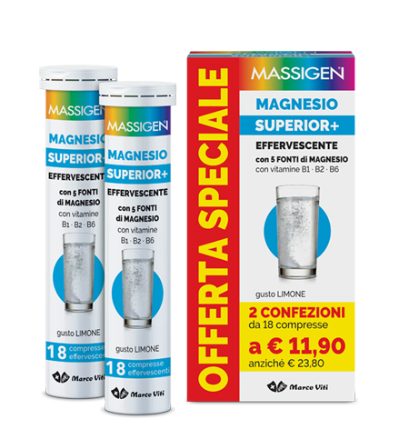 MASSIGEN MAGNESIO SUPERIOR 18+18 COMPRESSE EFFERVESCENTI - farmachicca