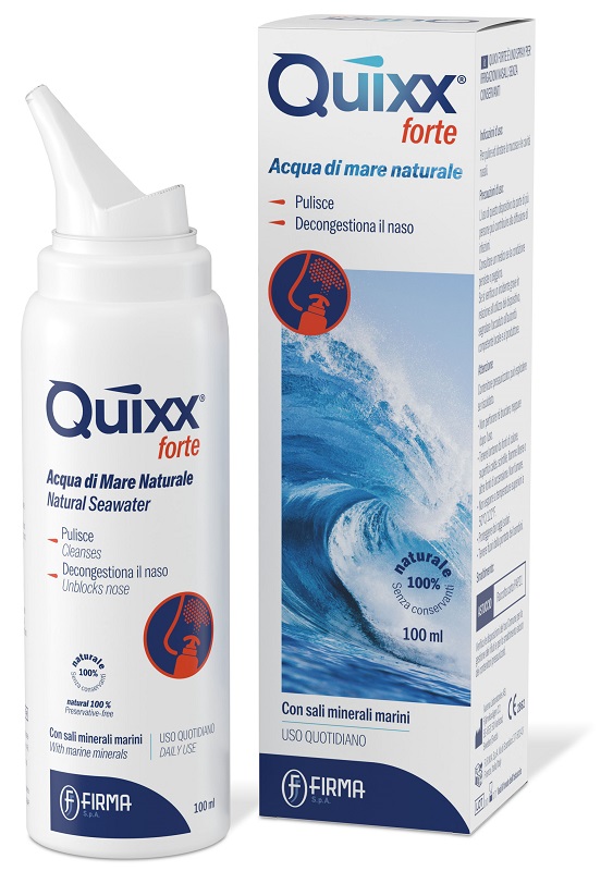 SOLUZIONE SPRAY PER IRRIGAZIONI NASALI QUIXX FORTE ACQUA MARINA IPERTONICA 100 ML - farmachicca