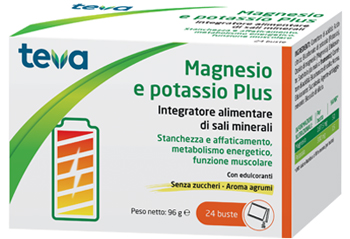 MAGNESIO POTASSIO PLUS TEVA 24 BUSTINE SENZA ZUCCHERI AROMA AGRUMI - farmachicca