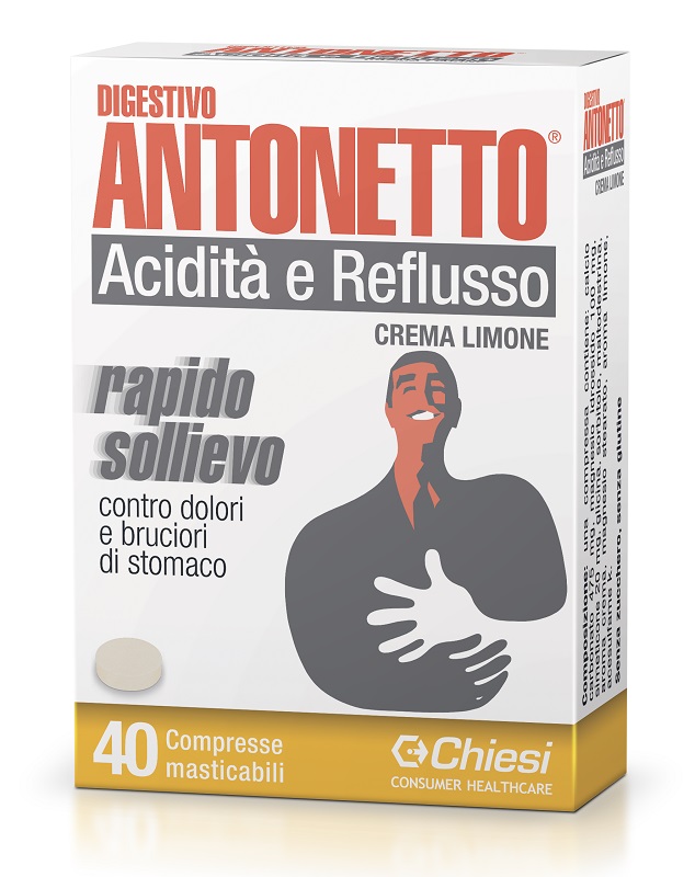 DIGESTIVO ANTONETTO ACIDITA' E REFLUSSO CREMA AL LIMONE 40 COMPRESSE MASTICABILI - farmachicca
