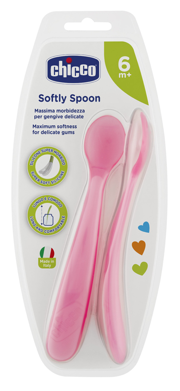 CHICCO CUCCHIAIO SILICONE FEMMINILE BI PACK 6M+ - farmachicca