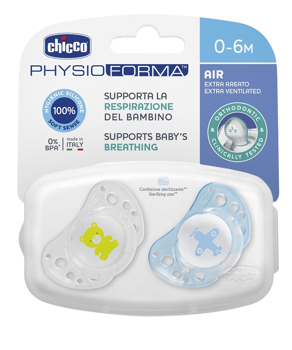 CHICCO SUCCHICCO AIR BOY SILICONE 0-6 MESI 2 PEZZI - farmachicca