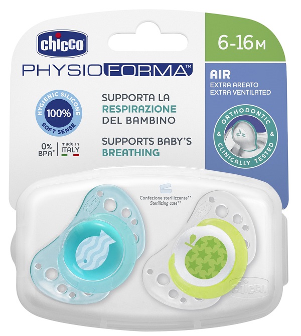 CHICCO SUCCHIETTO AIR BOY IN SILICONE 6-16 MESI 2 PEZZI - farmachicca