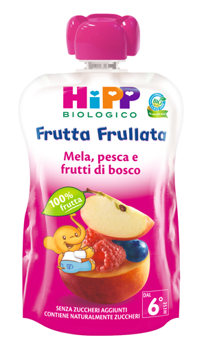 HIPP BIO FRUTTA FRULLATA MELA PESCA FRUTTI DI BOSCO 90 G - farmachicca