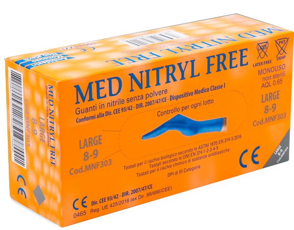 GUANTI NITRILE SENZA POLVERE LARGE 100 PEZZI - farmachicca