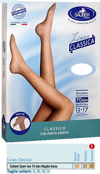 SAUBER COLLANT OPEN TOE MAGLIA LISCIA 70 DEN COLORE NEUTRO BEIGE TAGLIA 2 LINEA CLASSICA - farmachicca