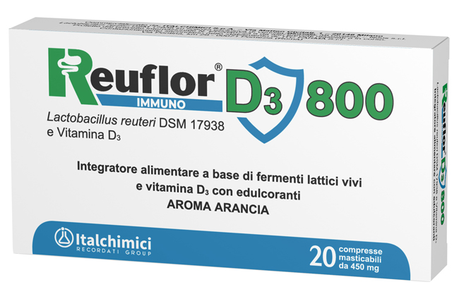 REUFLOR D3 800 20 COMPRESSE MASTICABILI AROMA ARANCIA - farmachicca