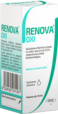 RENOVA OXI COLLIRIO SOLUZIONE OFTALMICA A BASE DI ACIDO IALURONICO 0,2% FLACONE DA 10 ML - farmachicca
