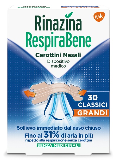 RINAZINA RESPIRABENE CEROTTI NASALI CLASSICI GRANDI CARTON 30 PEZZI - farmachicca