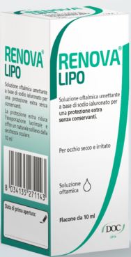 RENOVA COLLIRIO SOSTITUTO LACRIMALE A BASE DI ACIDO IALURONICO 0,4% E LIPIDI FLACONE DA 10 ML SENZA CONSERVANTI - farmachicca