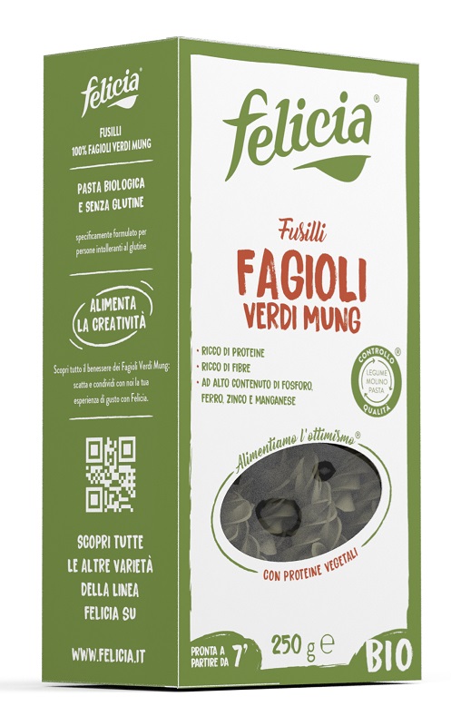 FELICIA BIO FUSILLI FAGIOLI VERDI MUNG 250 G - farmachicca