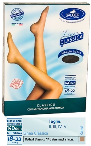 SAUBER CLASSICO COLLANT 140 DENARI MAGLIA LISCIA CAMEL 4 - farmachicca