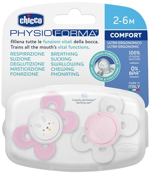 CHICCO SUCCHIETTO COMFORT GIRL SILICONE 0-6 MESI 2 PEZZI - farmachicca