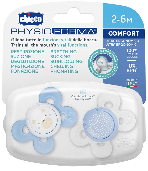CHICCO SUCCHIETTO COMFORT BOY SILICONE 0-6 MESI 2 PEZZI - farmachicca