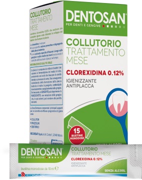 DENTOSAN COLLUTORIO MONODOSE TRATTAMENTO MENSILE 0,12% 15 BUSTINE DA 10 ML - farmachicca