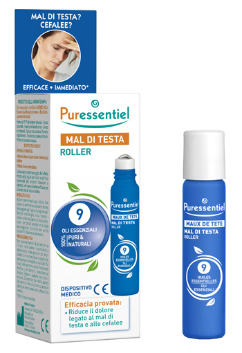 PURESSENTIEL ROLLER MAL DI TESTA AI 9 OLI ESSENZIALI 5 ML - farmachicca