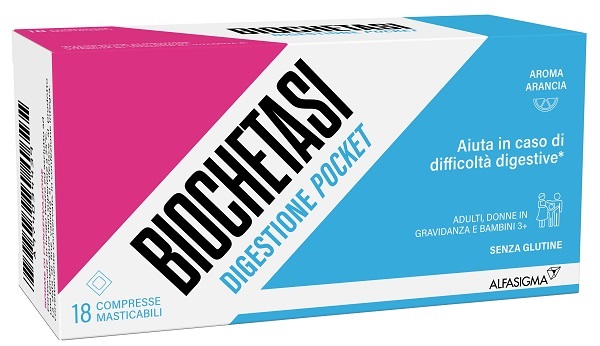 BIOCHETASI DIGESTIONE POCKET 18 COMPRESSE MASTICABILI - farmachicca