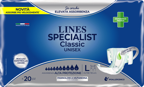 PANNOLONE A MUTANDA LINES SPECIALIST CLASSIC ALTAPROTEZIONE MG 20 PEZZI - farmachicca