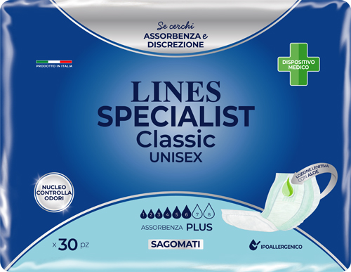 PANNOLONE SAGOMATO LINES SPECIALIST CLASSIC PLUS 30 PEZZI - farmachicca