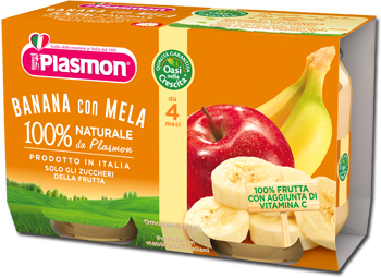 PLASMON OMOGENEIZZATO BANANA/MELA 2 X 104 G - farmachicca