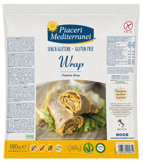 PIACERI MEDITERRANEI PIADINA WRAP 180 G - farmachicca