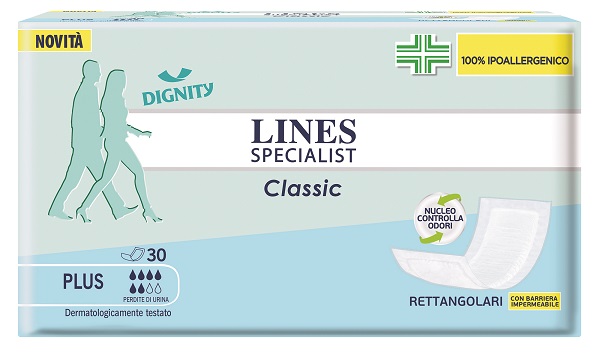 PANNOLONE LINES SPECIALIST CLASSIC RETTANGOLARE CON BARRIERA CONTROL 30 PEZZI - farmachicca