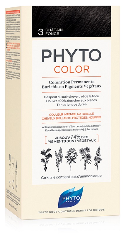 PHYTOCOLOR 3 CASTANO SCURO 1 LATTE + 1 CREMA + 1 MASCHERA + 1 PAIO DI GUANTI - farmachicca