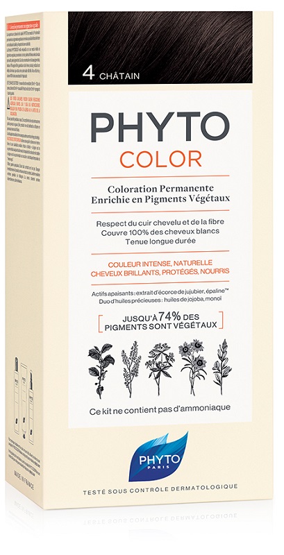 PHYTOCOLOR 4 CASTANO 1 LATTE + 1 CREMA + 1 MASCHERA + 1 PAIO DI GUANTI - farmachicca