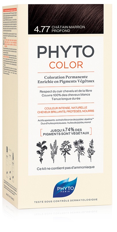 PHYTOCOLOR 4,77 CASTANO MARRONE INTENSO LATTE + CREMA + MASCHERA + 1 PAIO DI GUANTI - farmachicca