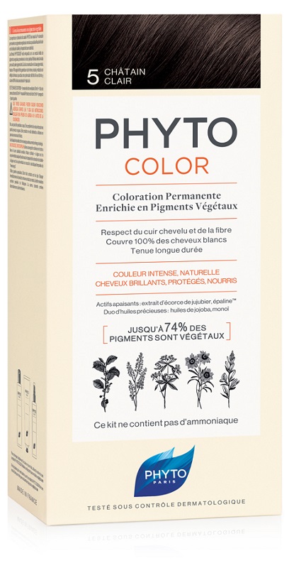 PHYTOCOLOR 5 CASTANO CHIARO 1 LATTE + 1 CREMA + 1 MASCHERA + 1 PAIO DI GUANTI - farmachicca
