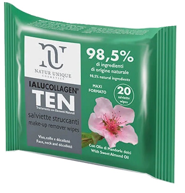 NATUR UNIQUE IALUCOLLAGEN TEN SALVIETTE STRUCCANTI VISO 20 SALVIETTE MAXI - farmachicca