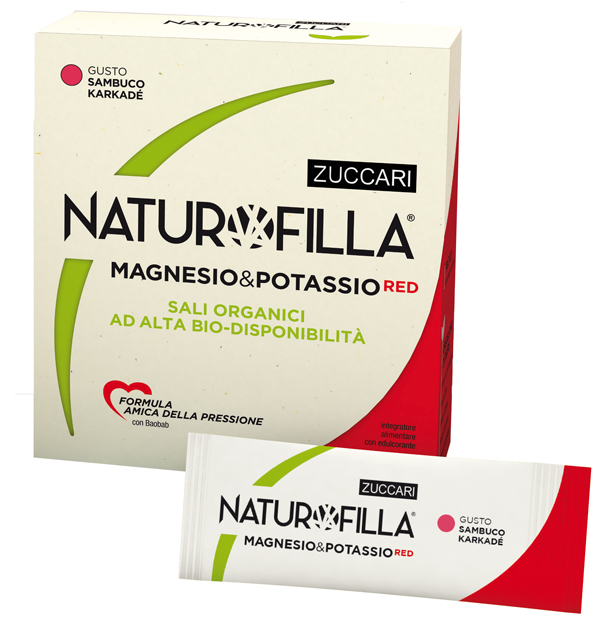 NATUROFILLA MAGNESIO & POTASSIO RED GUSTO SAMBUCO-KARKADE' 14 STICK PACK - farmachicca