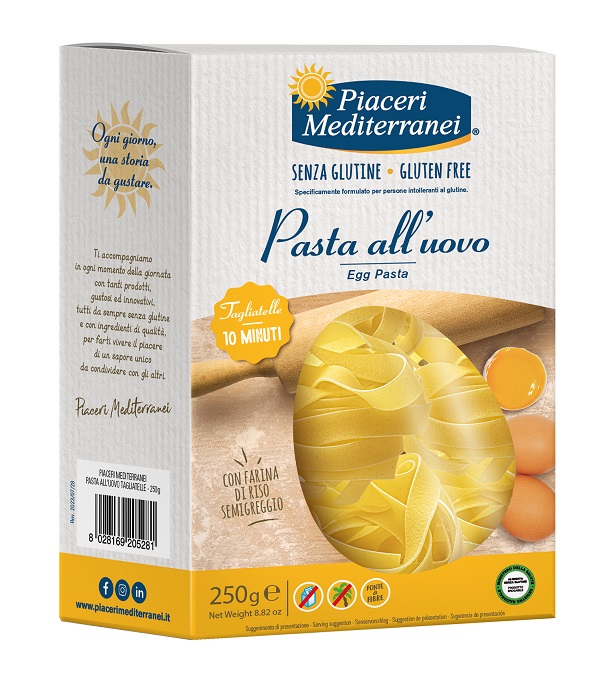 PIACERI MEDITERRANEI TAGLIATELLE UOVO 250 G NATURALMENTE PRIVO DI LATTOSIO - farmachicca
