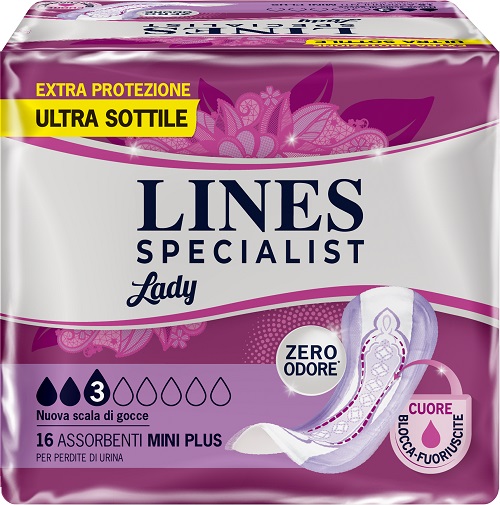 ASSORBENTI PER INCONTINENZA LINES SPECIALIST LADY MINI PLUS 16 PEZZI - farmachicca