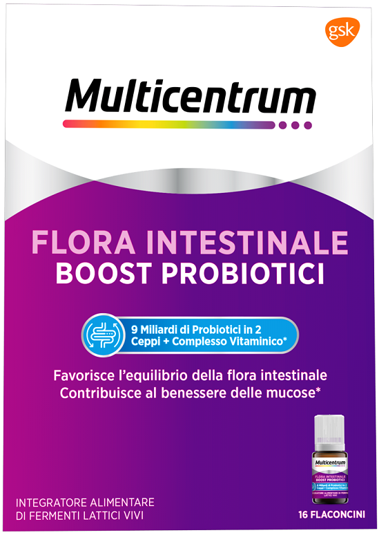 MULTICENTRUM FLORA INTESTINALE BOOST PROBIOTICI 16 FLACONCINI - farmachicca