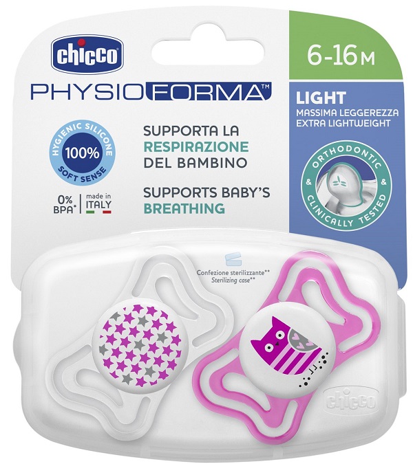 CHICCO SUCCHIETTO LIGHT GIRL SILICONE 6-16 MESI 2 PEZZI - farmachicca