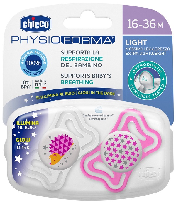 CHICCO SUCCHIETTO LIGHT LUM SILICONE 16-36 MESI 2 PEZZI - farmachicca