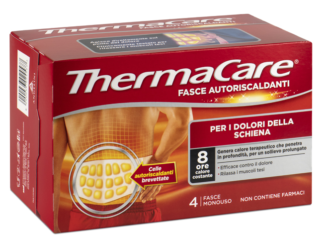 FASCIA AUTORISCALDANTE A CALORE TERAPEUTICO THERMACARE SCHIENA 4 PEZZI - farmachicca