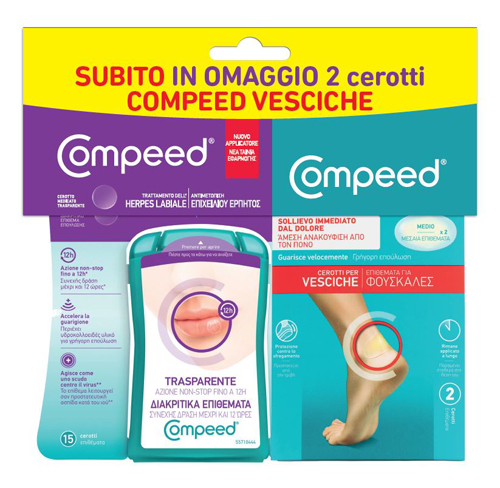 COMPEED TRATTAMENTO DELL'HERPES LABIALE+ CEROTTI VESCICHE MISURA MEDIA 17 PEZZI - farmachicca