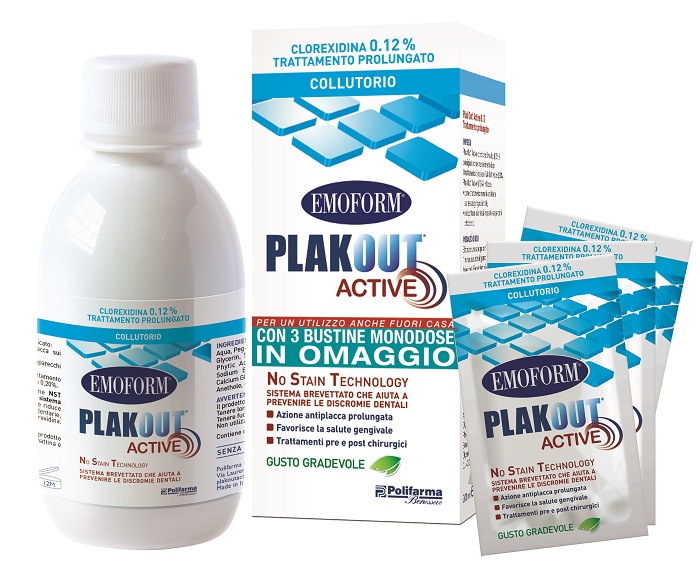 EMOFORM PLAKOUT ACTIVE 0,12% 200 ML + 3 BUSTE - farmachicca