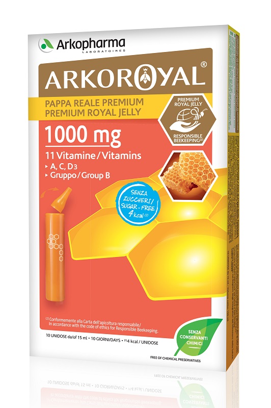 ARKOROYAL PAPPA REALE 1000 MG + VITAMINE SENZA ZUCCHERO 10 FIALE - farmachicca