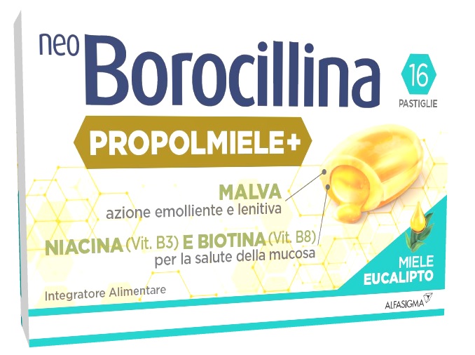 NEOBOROCILLINA PROPOLMIELE+ MIELE/EUCALIPTO 16 PASTIGLIE DA 3,4 G - farmachicca