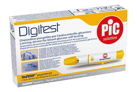 DISPOSITIVO PUNGIDITO AUTOMATICO DIGITEST REGOLABILE 9 LIVELLI LANCETTE COMPATIBILI PIC DIGITEST E PRONTODIGITEST - farmachicca