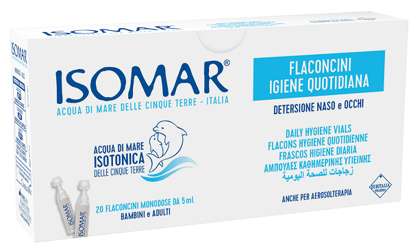 ISOMAR SOLUZIONE ISOTONICA ACQUA MARE IGIENE QUOTIDIANA 20 FLACONCINI MONODOSE 5 ML - farmachicca