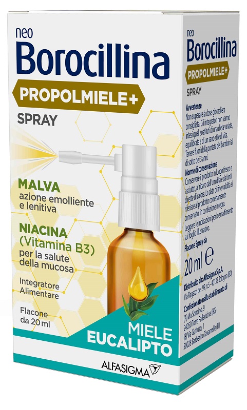 NEOBOROCILLINA PROPOLMIELE+ SPRAY MIELE EUCALIPTO 20 ML - farmachicca