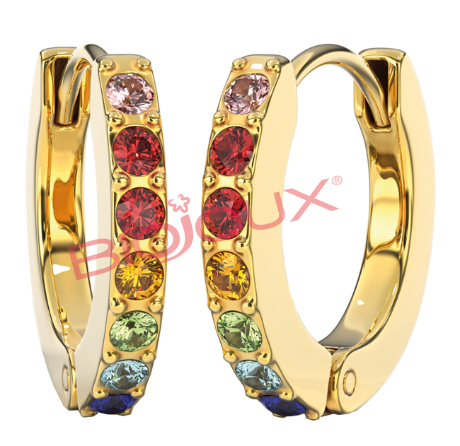 ORECCHINI CRYSTAL HOOP MULTICOLOR ORO 1 PAIO - farmachicca