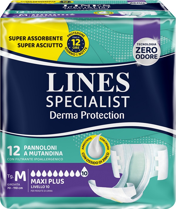 PANNOLONE MUTANDINA LINES SPECIALIST DERM AP M 12 PEZZI - farmachicca