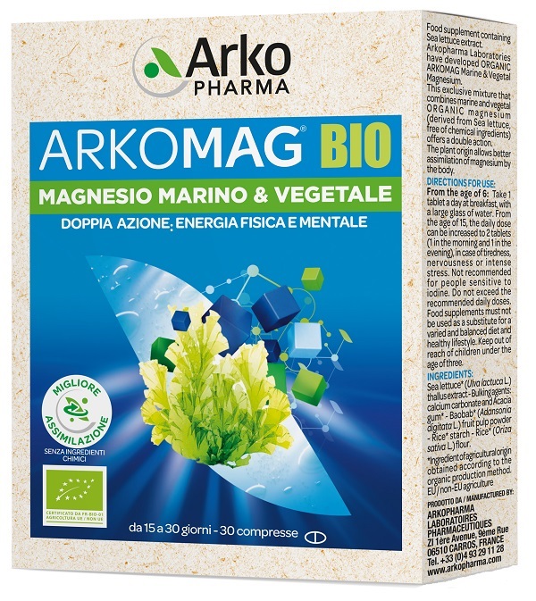 ARKOMAG BIO MAGNESIO MARINO & VEGETALE 30 COMPRESSE - farmachicca