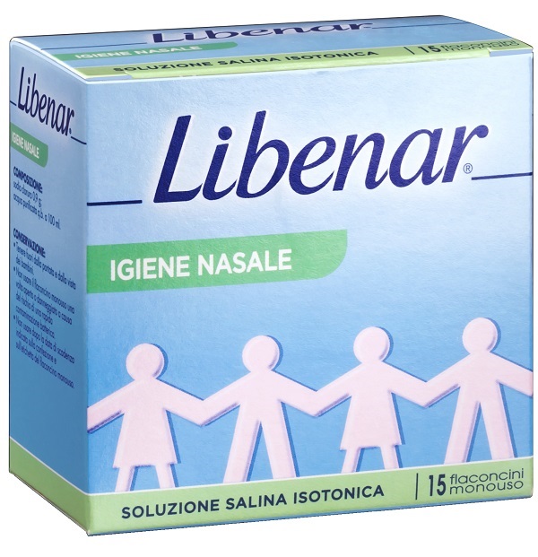 SOLUZIONE SALINA ISOTONICA 0,9% LIBENAR PER IGIENE NASALE 15 FLACONCINI MONOUSO X 5 ML - farmachicca